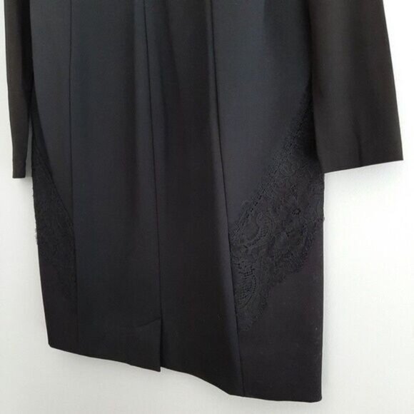 DONNA KARAN \ Italy Long Sleeve LBD Black Lace Detail Dress Sz 8 - Picture 14 of 16